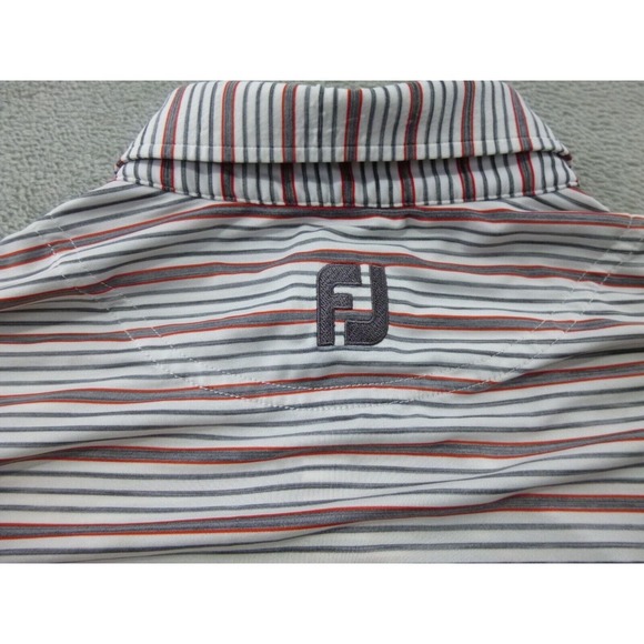 Footjoy FJ Polo Golf Shirt Mens Medium Striped Short Sleeve Shannopin Logo - Picture 9 of 11